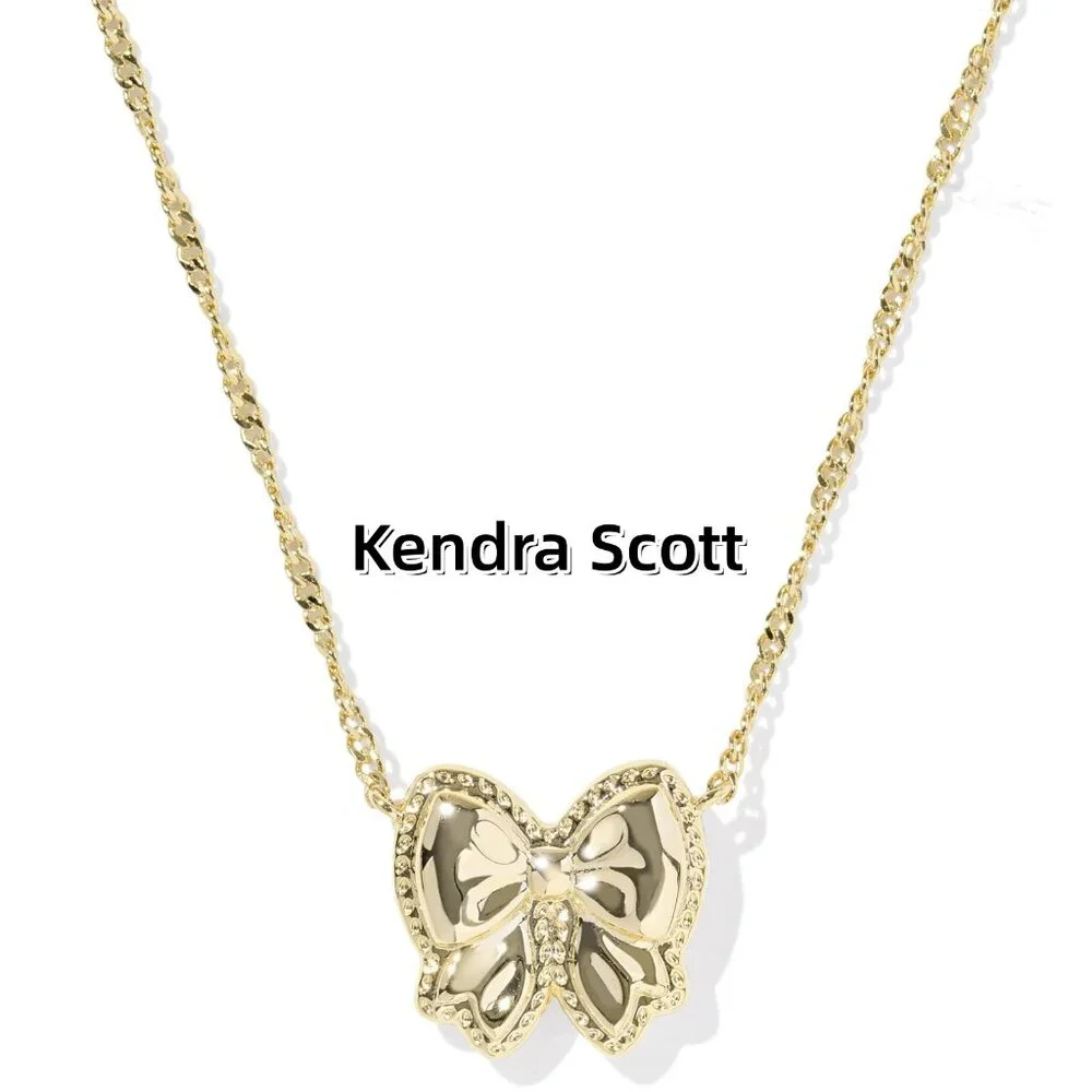Haley Bow Gold Short Pendant Necklace - Picture 2 of 3